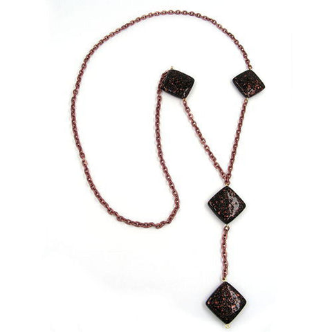 Necklace Square Black-copper-tone 100cm
