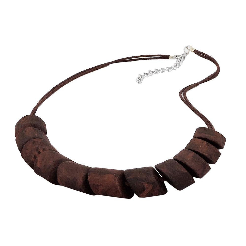 Necklace Slanted Beads Brown Marbled