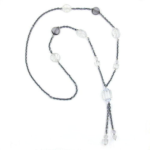 Necklace Beads & Cubes Transparent 95cm