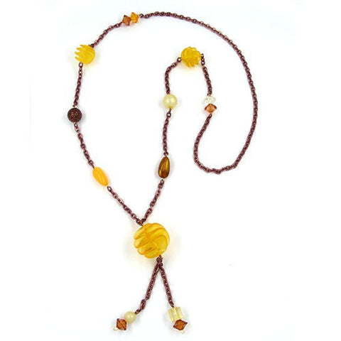 Necklace Yellow Spiral Pearl 90cm