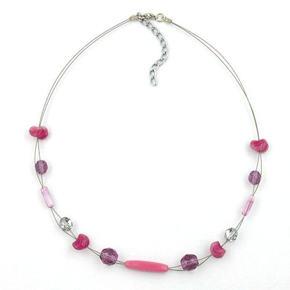 Necklace Glass Beads Purple 45cm