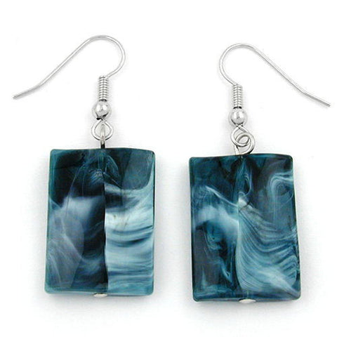 Hook Earrings Pillow Bead Dark Blue Black