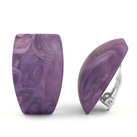 Clip-on Earring Trapezium Purple