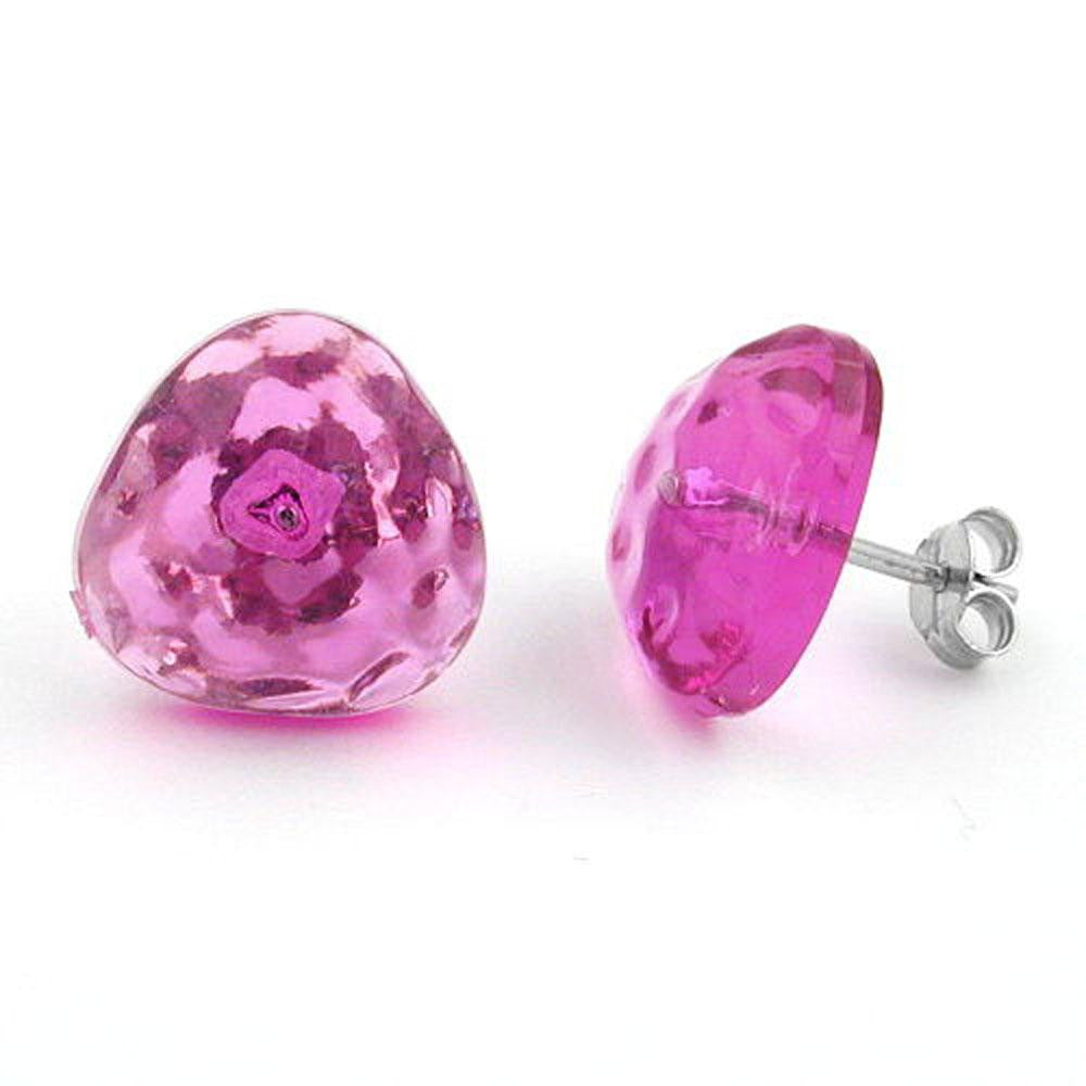 Stud Earrings Pink Transparent