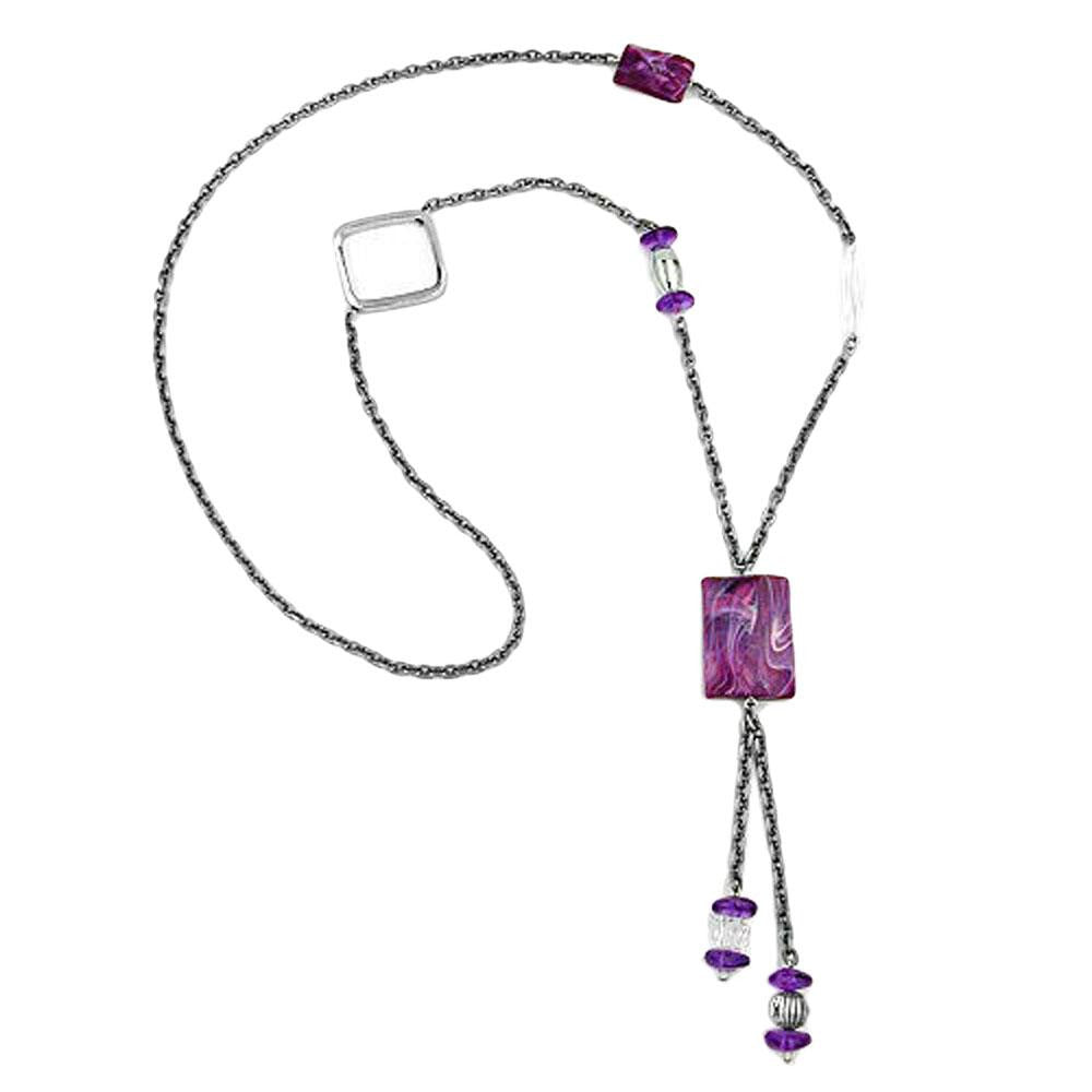 Necklace Purple Beads 95cm