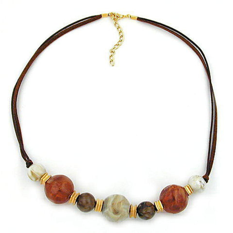 Necklace Brown Beads 55cm