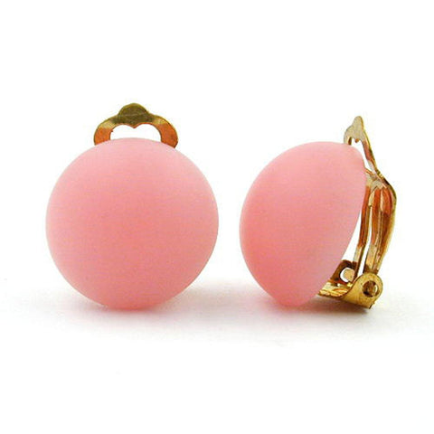 Clip-on Earring Round 18mm Pink Matte