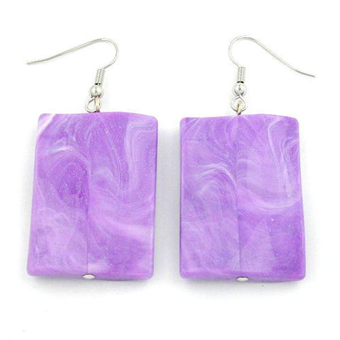 Hook Earrings Pillow Bead Purple