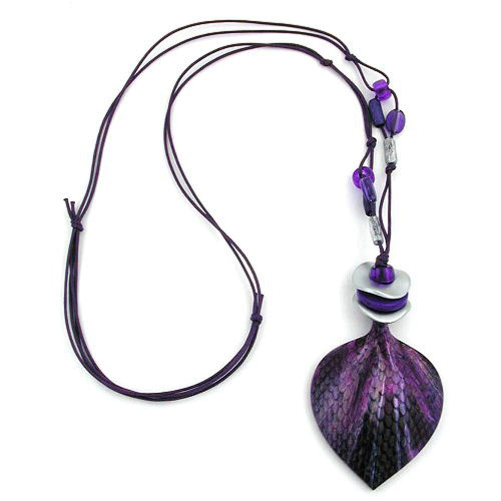 Necklace Scaled Leaf Lilac-lavender 95cm