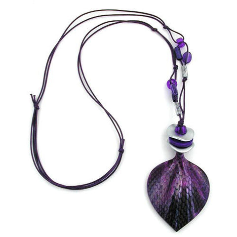 Necklace Scaled Leaf Lilac-lavender 95cm