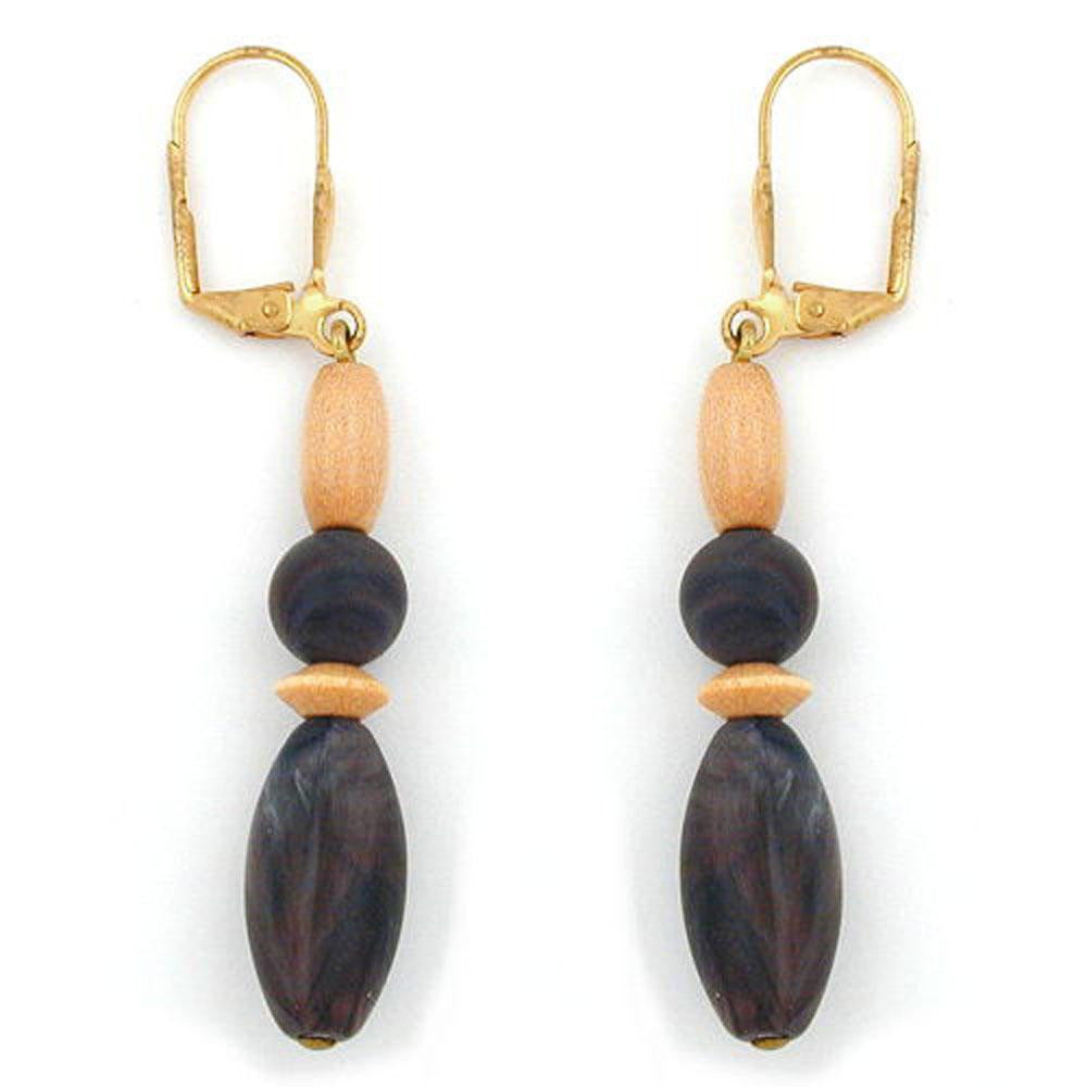 Leverback Earrings Dark Brown Grey