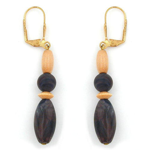 Leverback Earrings Dark Brown Grey