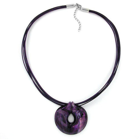 Necklace Amulett Lilac Marbled 55cm