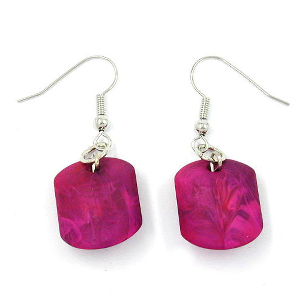 Hook Earrings Slanted Bead Pink