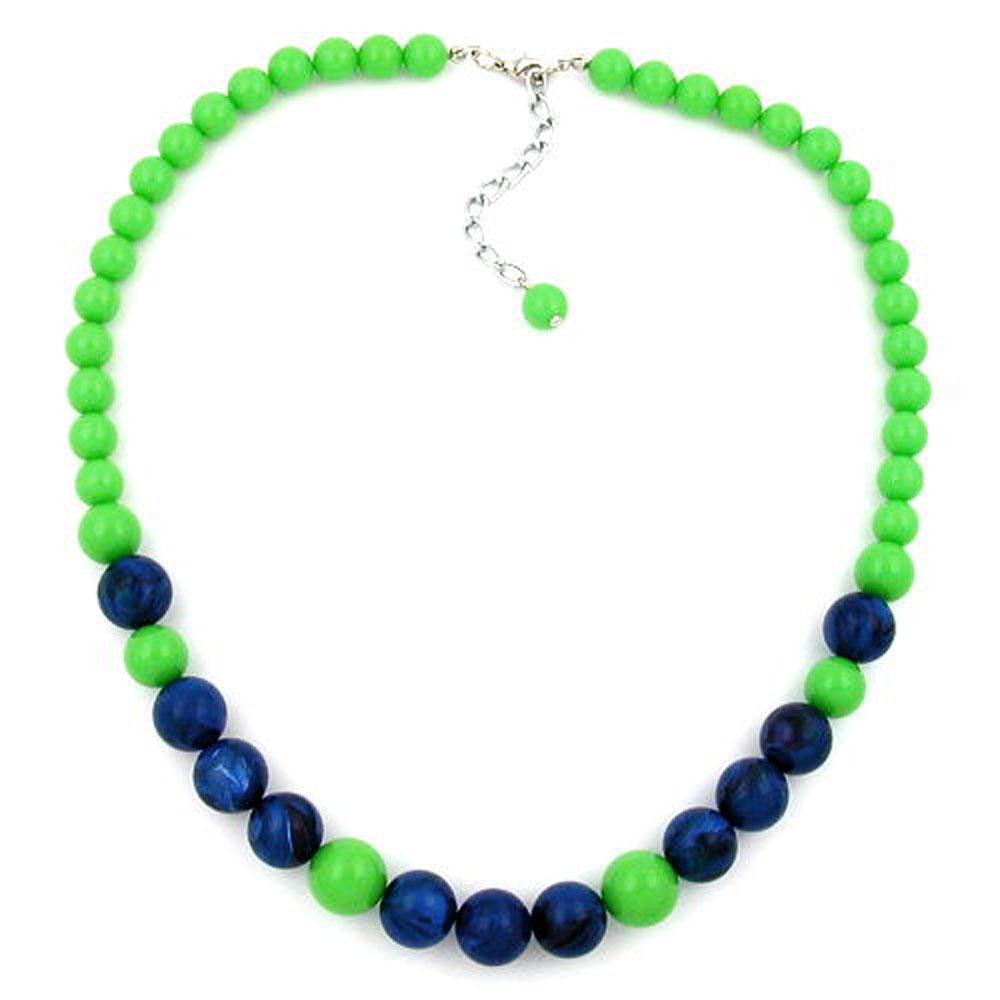 Necklace Apple Green- Blue Beads