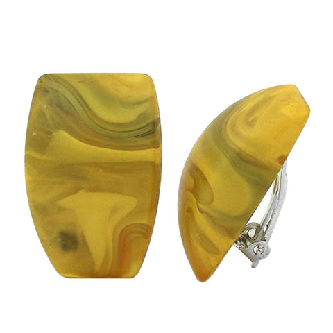 Clip-on Earring Trapezium Green Yellow Matte