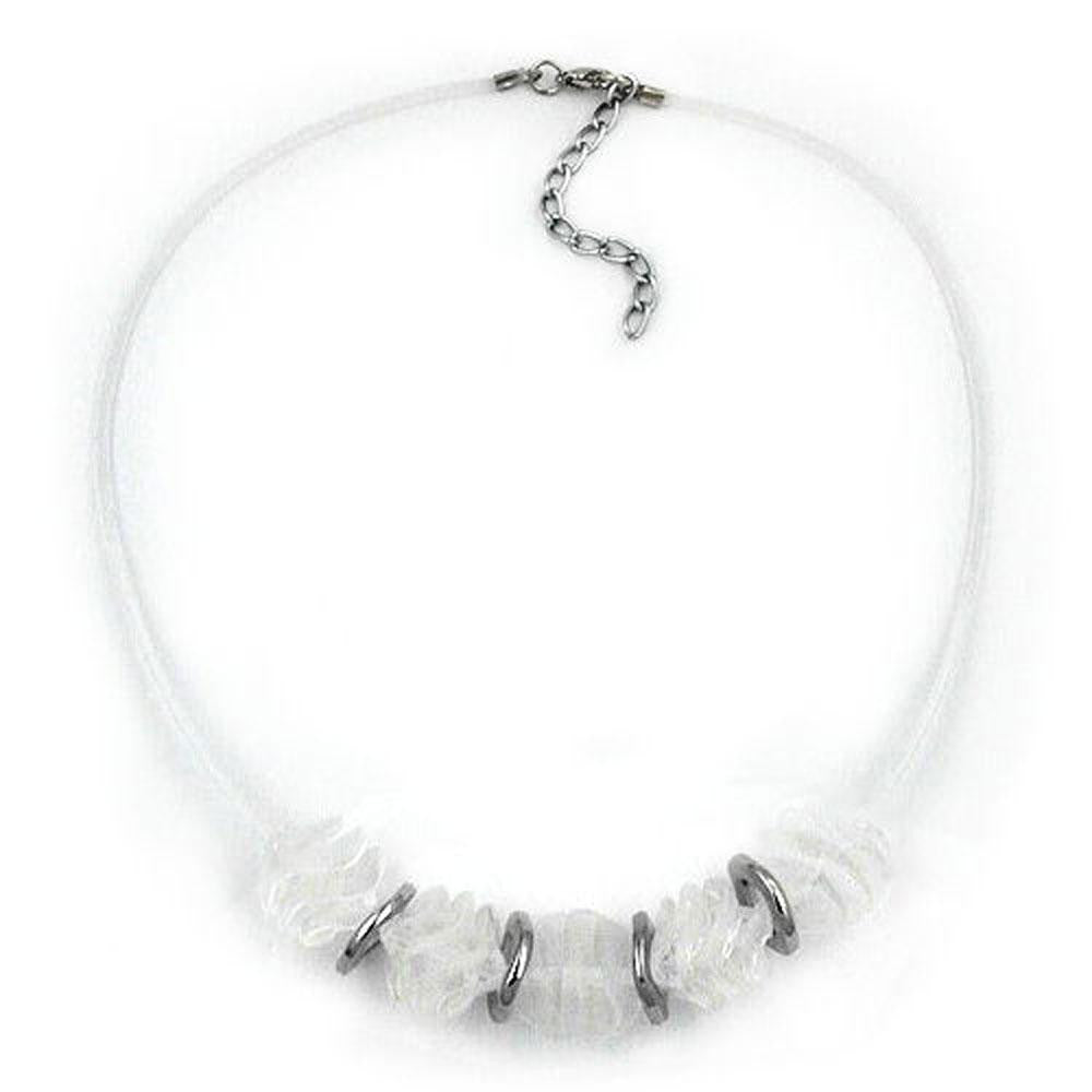 Necklace Spiral Beads White-matte Finished