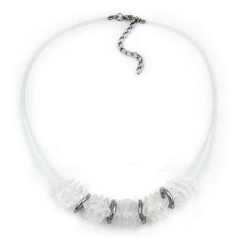Necklace Spiral Beads White-matte Finished