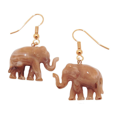 Leverback Earrings Elephants Brown