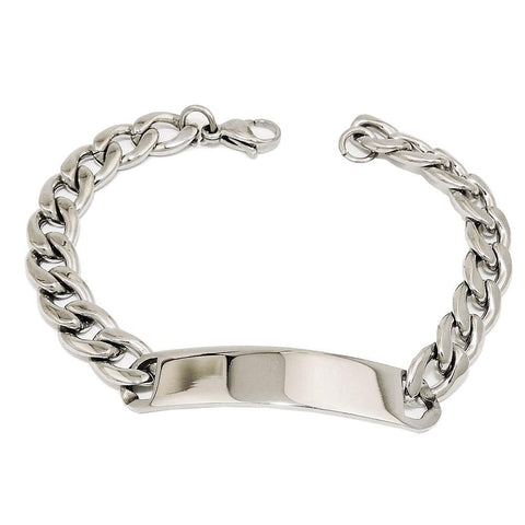 Id Bracelet, Curb Chain, Stainless Steel