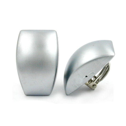 Clip-on Earring Trapezium Chrome Matte Finish