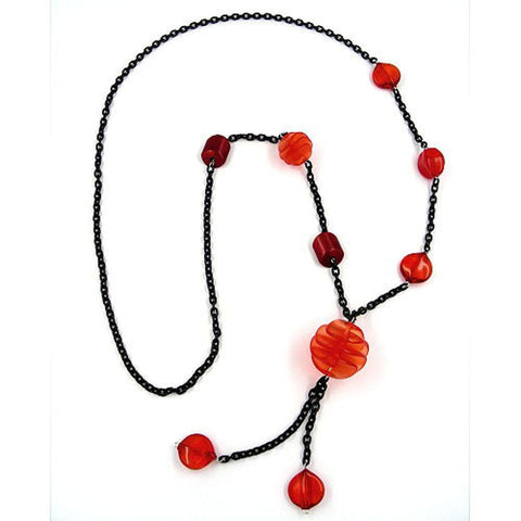 Necklace Red Spiral Black Chain 95cm