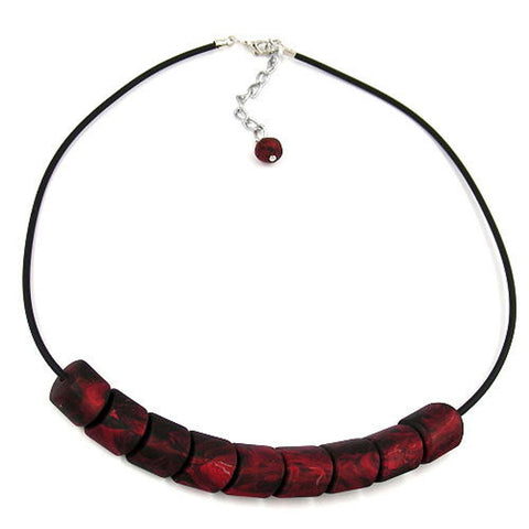 Necklace Beads Red Rubber-chain 45cm