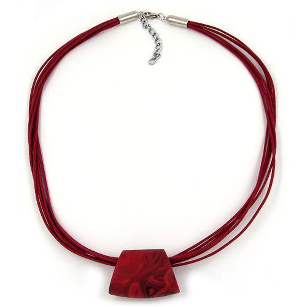 Necklace Trapezium Red-black-marbled 50cm