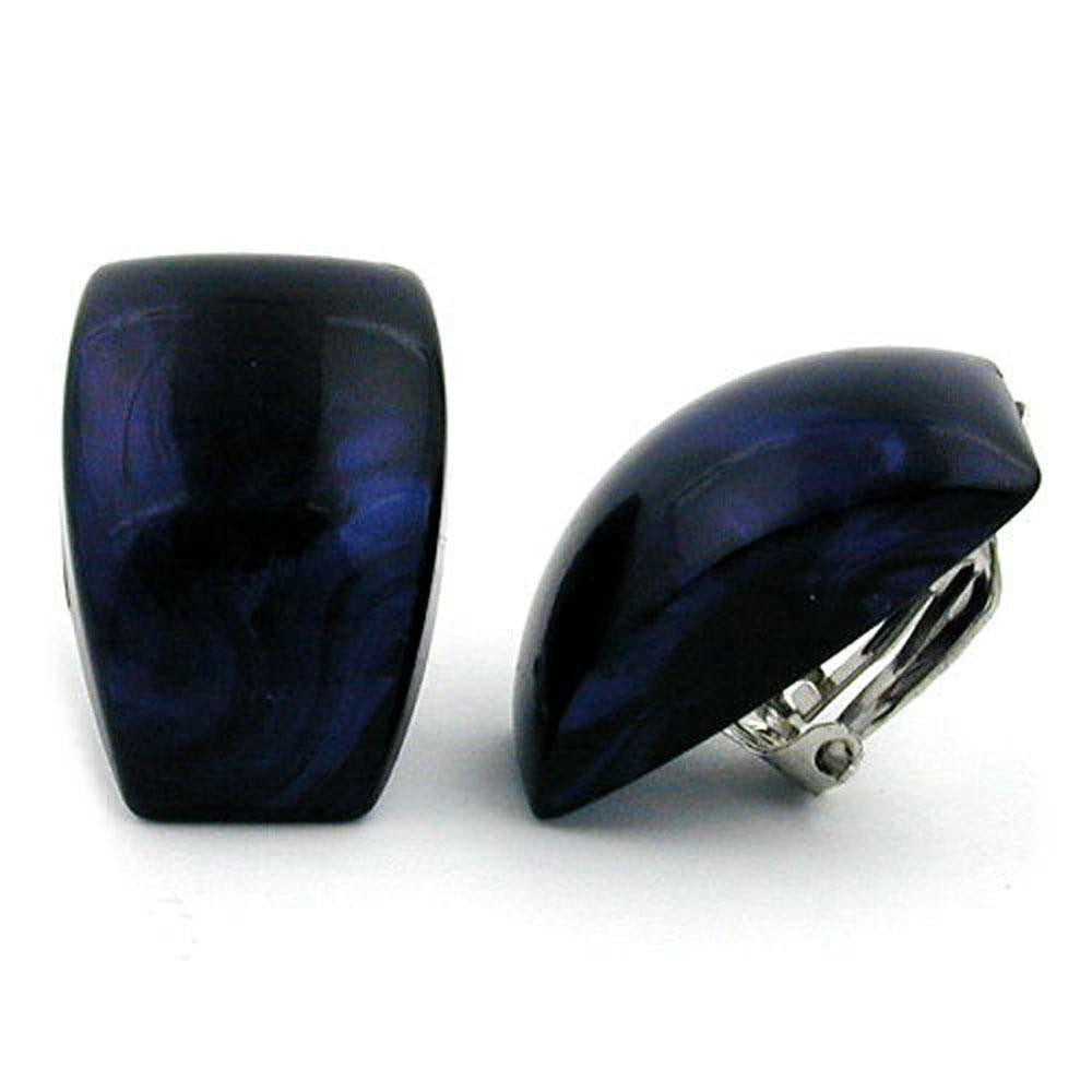 Clip-on Earring Dark Blue Marbled