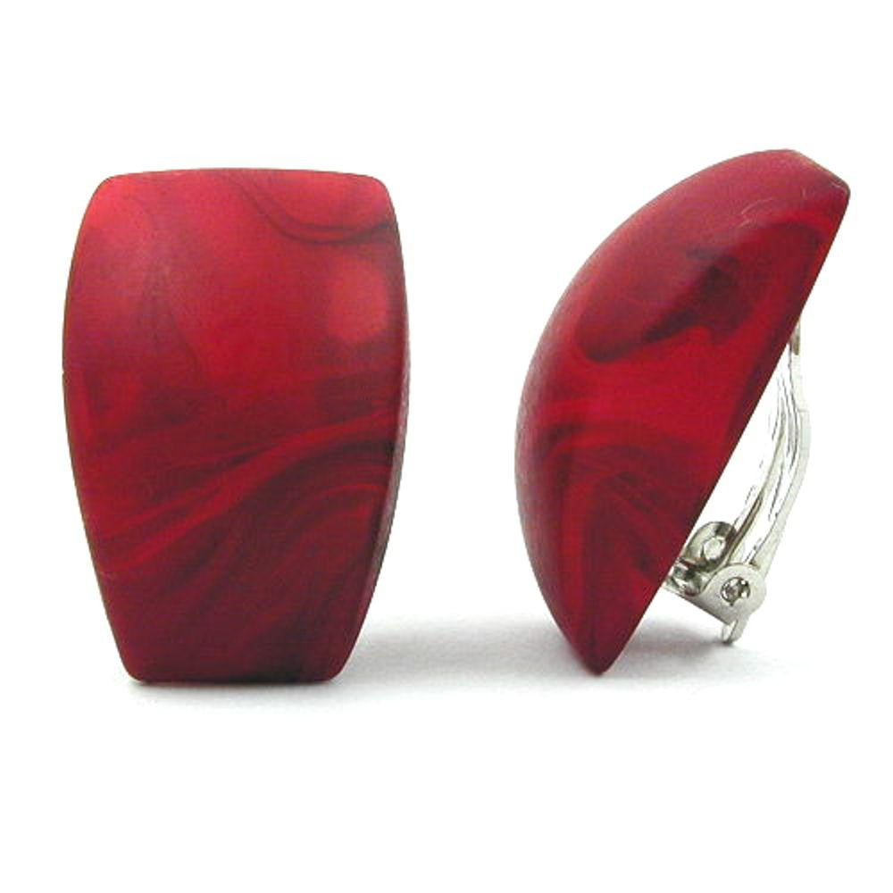 Clip-on Earring Trapezium Red Black