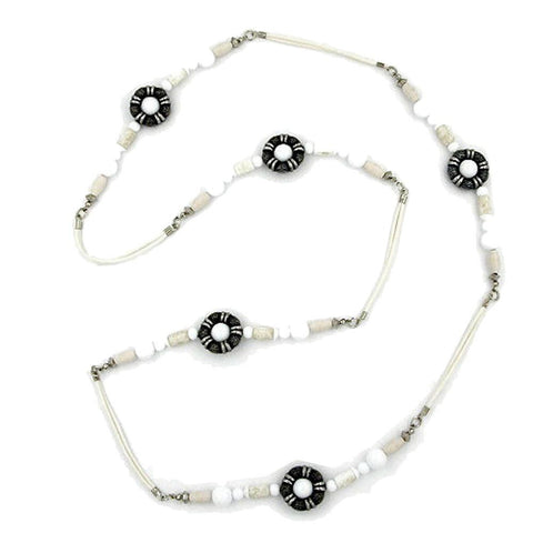 Necklace Beads White-silver-tone 108cm