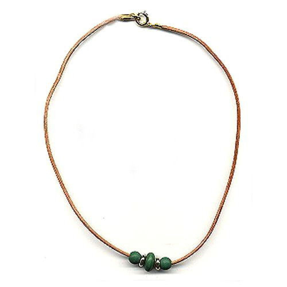 Necklace Wooden Beads Leather Cord