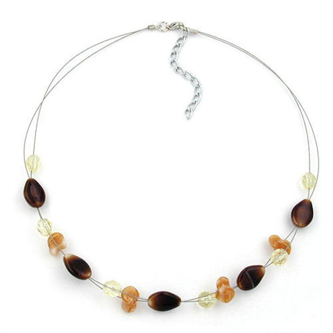 Necklace Glass Beads Brown 44cm