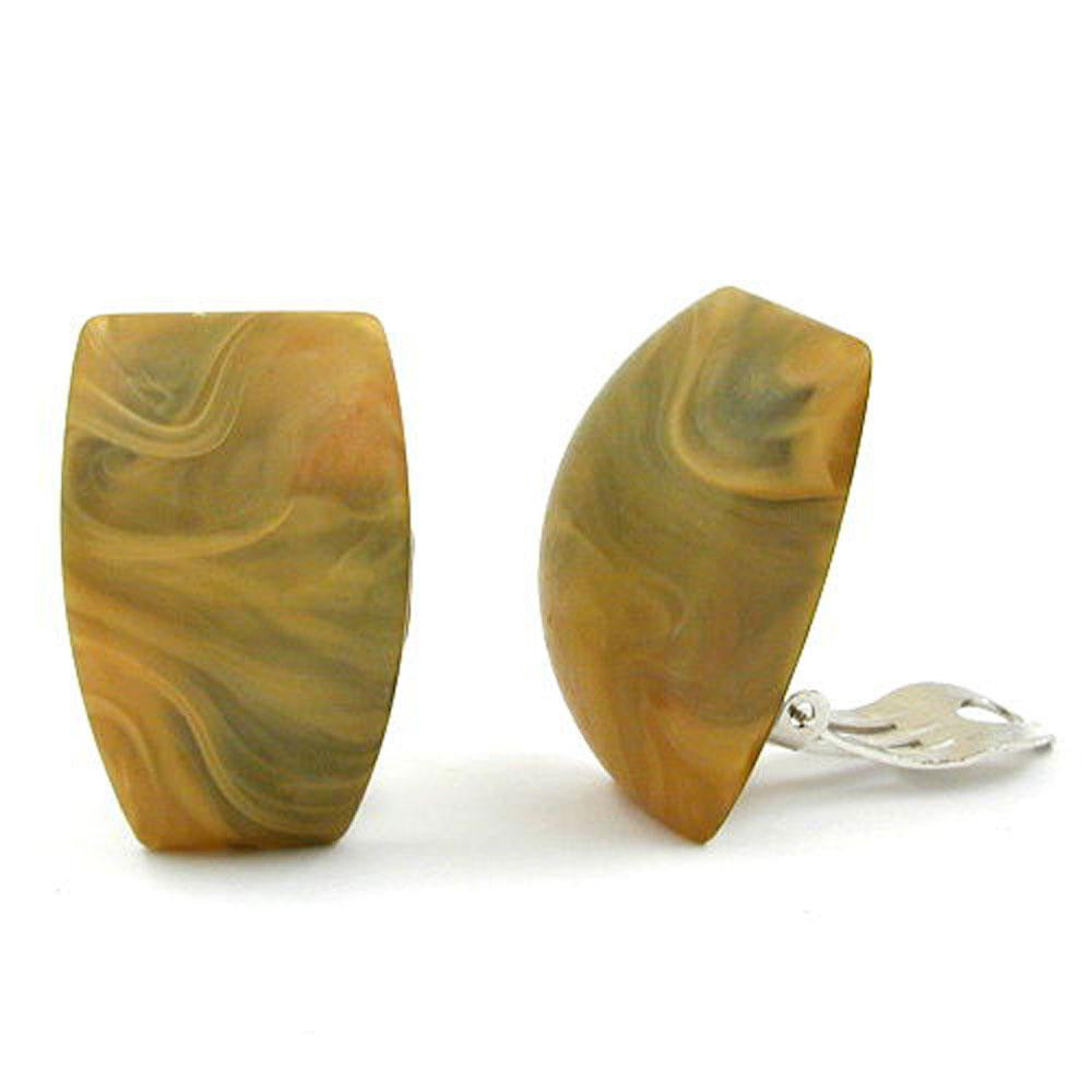 Clip-on Earring Trapezium Khaki Marbled