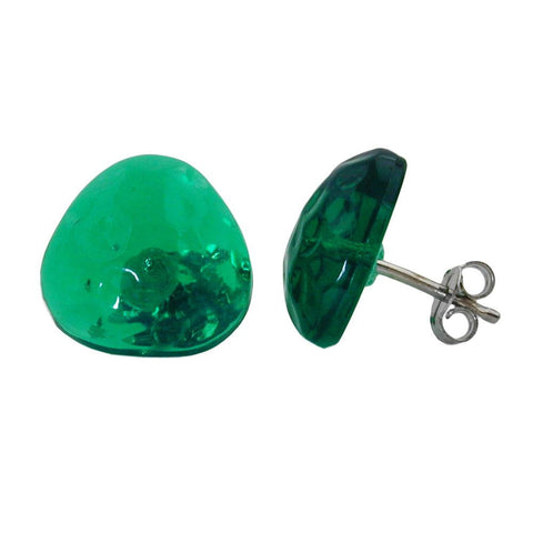 Stud Earrings Green Transparent 14mm