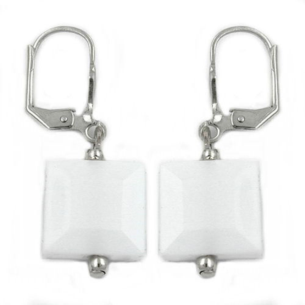 Leverback Earrings Squared White