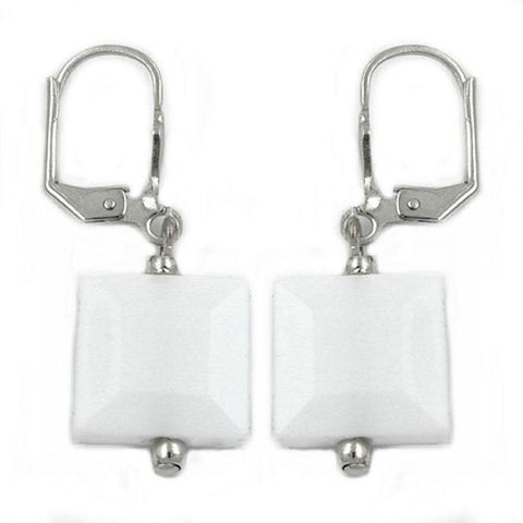 Leverback Earrings Squared White