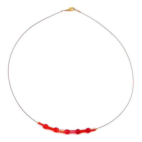 Necklace Glass Beads Red