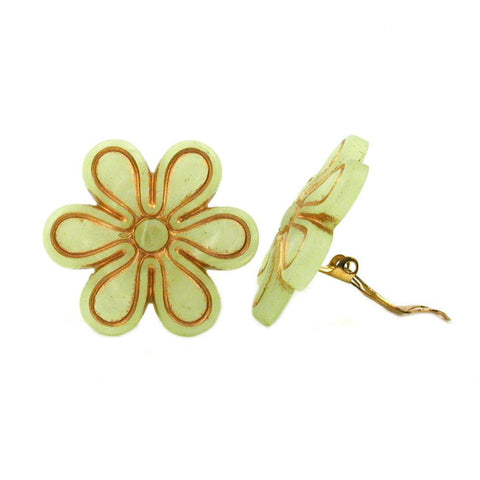 Clip-on Earring Flower Light Green