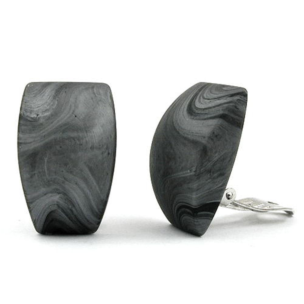 Clip-on Earring Trapezium Grey Silver