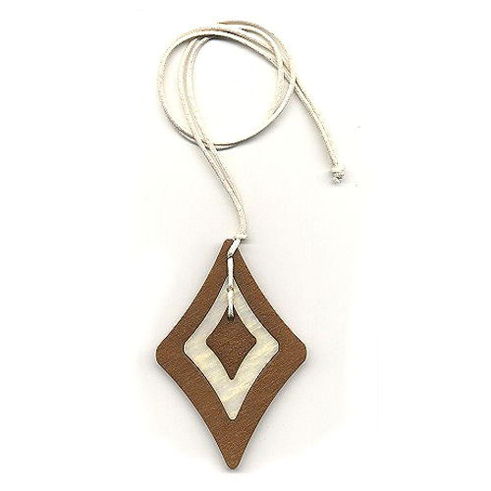 Necklace Baroque Pendant Brown- White