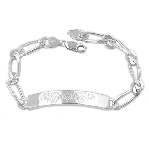 Id Bracelet, Figaro Chain, Silver 925, 21cm