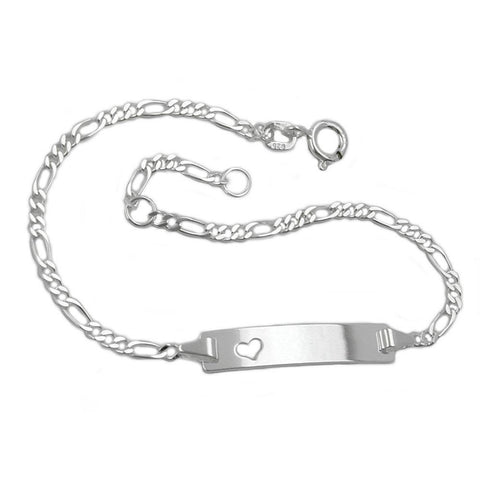 Id Bracelet, Figaro Chain, Silver 925