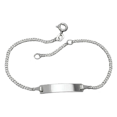 Id Bracelet, Thin Curb Chain, Silver 925, 18cm