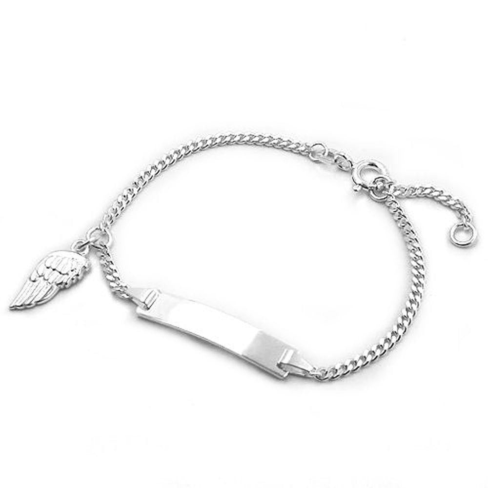 Id Bracelet, Wing, Curb Chain, Silver 925