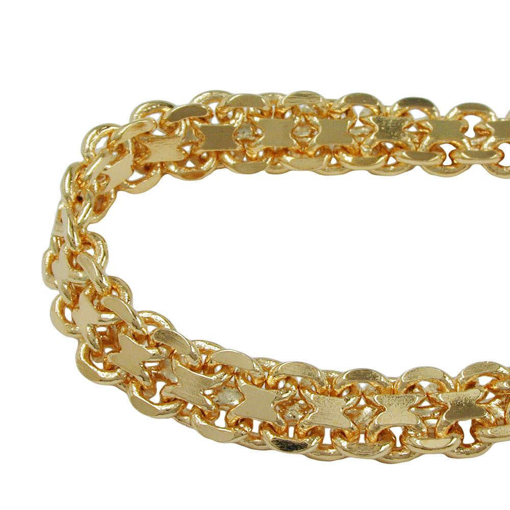 Bracelet, Bismark Chain, 6mm, Gold Plated