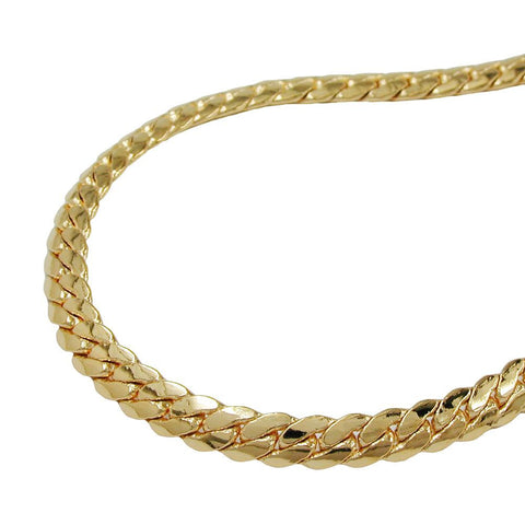 Flat Curb Chain 3mm, Gold Plated