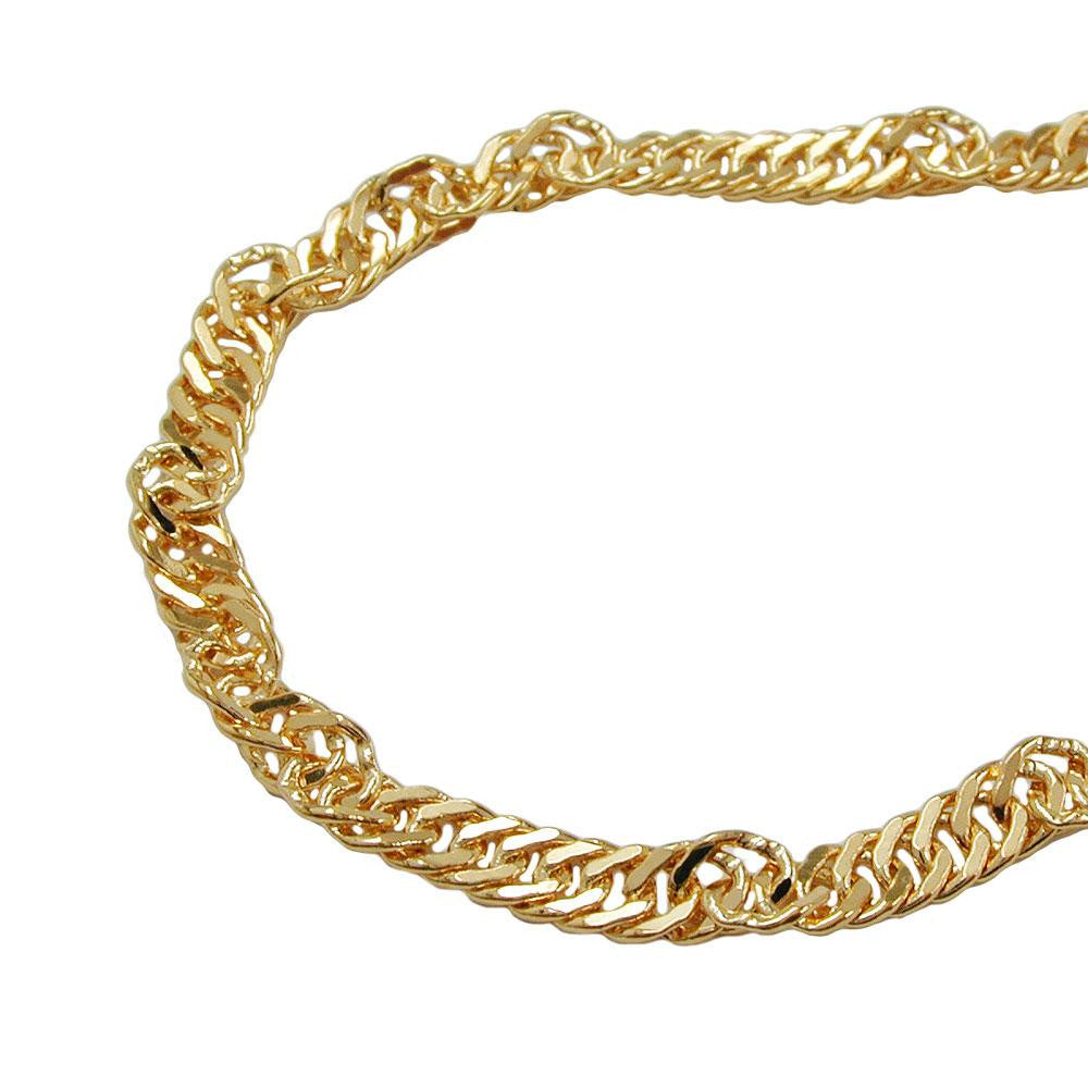 Bracelet, Singapore Chain, Gold Plated