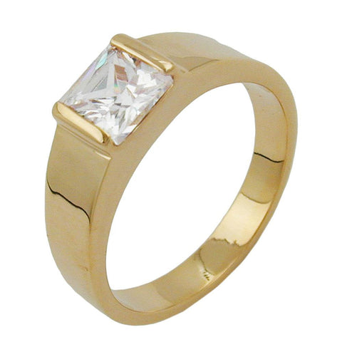 Ring With Zirconia, Gold Plated, 3 Micron