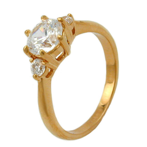 Ring With Zirconia, Gold Plated, 3 Micron